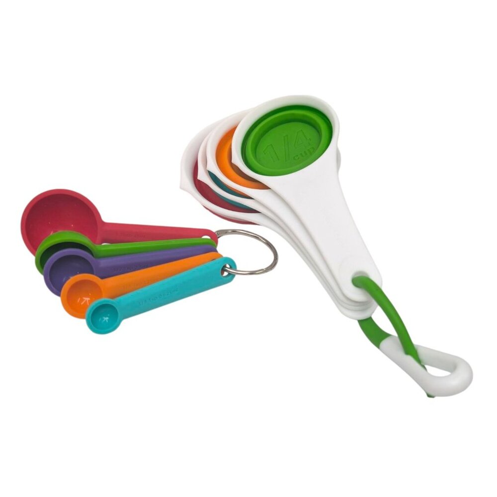 Measuring Spoon Cup LOT 5 Measuring Spoons 4 Collapsible Measuring Cups Silicon